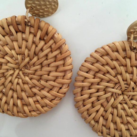 Bohemian Rattan Earrings - Picture 2 of 3
